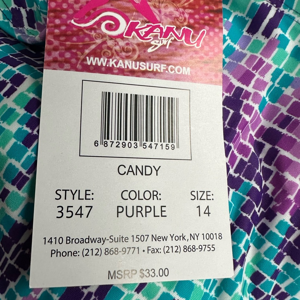 Kanu Surf Girls Candy Beach Sport 2-Piece Tankini Swimsuit New With Tags Size 14 - Picture 3 of 3
